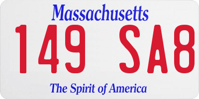 MA license plate 149SA8