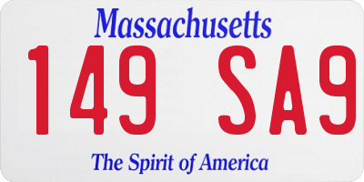 MA license plate 149SA9