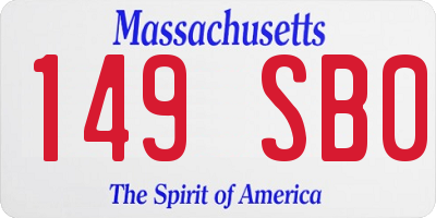 MA license plate 149SB0