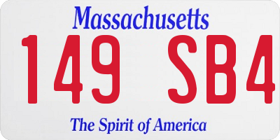 MA license plate 149SB4