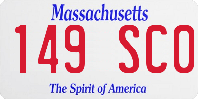 MA license plate 149SC0