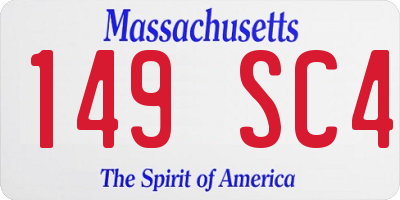 MA license plate 149SC4