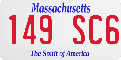 MA license plate 149SC6