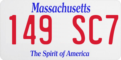 MA license plate 149SC7