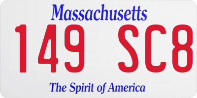 MA license plate 149SC8