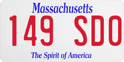 MA license plate 149SD0