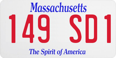 MA license plate 149SD1