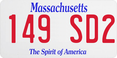 MA license plate 149SD2