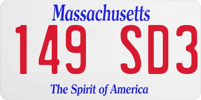 MA license plate 149SD3