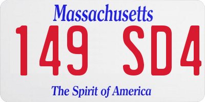 MA license plate 149SD4