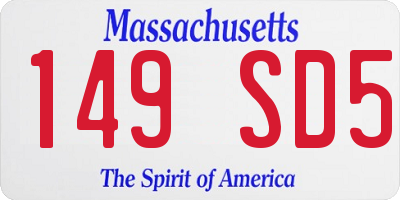 MA license plate 149SD5
