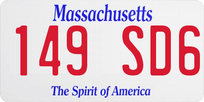 MA license plate 149SD6