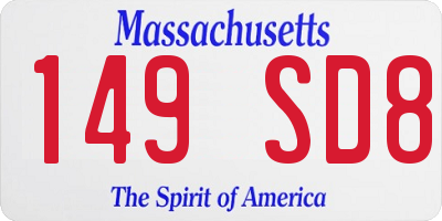 MA license plate 149SD8