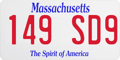 MA license plate 149SD9