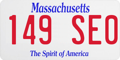 MA license plate 149SE0