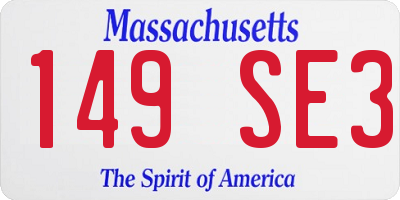 MA license plate 149SE3