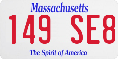 MA license plate 149SE8