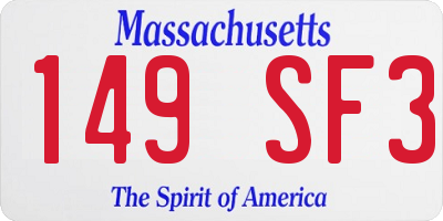 MA license plate 149SF3