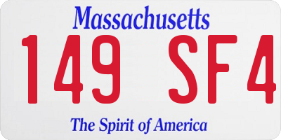 MA license plate 149SF4