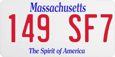 MA license plate 149SF7