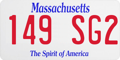 MA license plate 149SG2