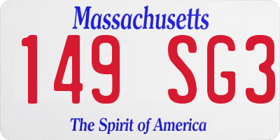 MA license plate 149SG3