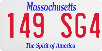 MA license plate 149SG4
