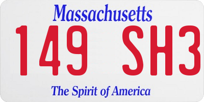 MA license plate 149SH3