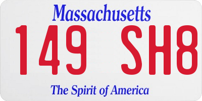 MA license plate 149SH8