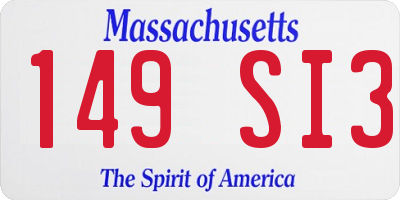 MA license plate 149SI3