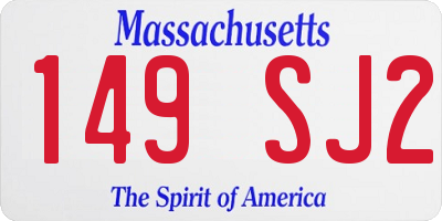 MA license plate 149SJ2