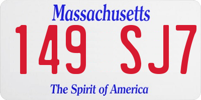 MA license plate 149SJ7