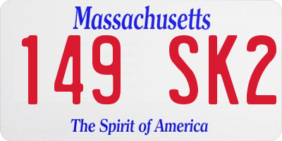 MA license plate 149SK2