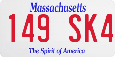 MA license plate 149SK4