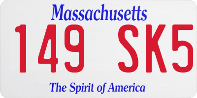 MA license plate 149SK5