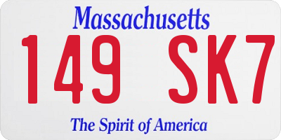 MA license plate 149SK7