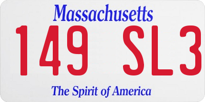 MA license plate 149SL3