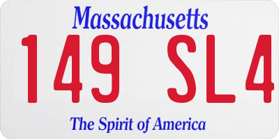 MA license plate 149SL4
