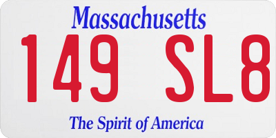MA license plate 149SL8