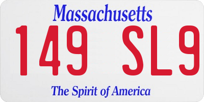 MA license plate 149SL9