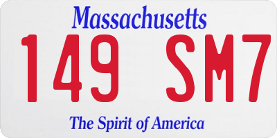 MA license plate 149SM7
