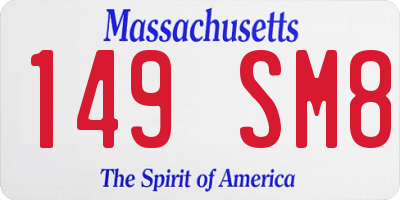 MA license plate 149SM8