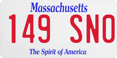 MA license plate 149SN0