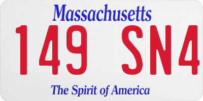 MA license plate 149SN4