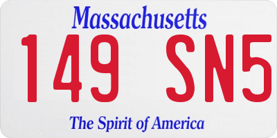 MA license plate 149SN5