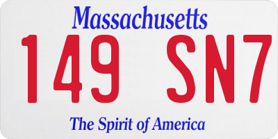 MA license plate 149SN7