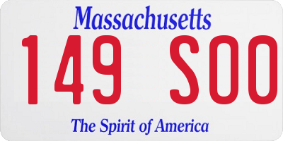 MA license plate 149SO0