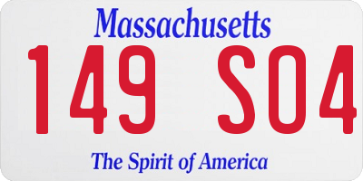 MA license plate 149SO4