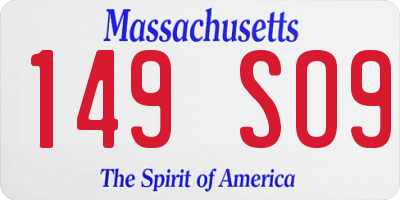 MA license plate 149SO9