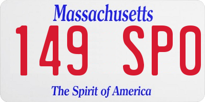 MA license plate 149SP0